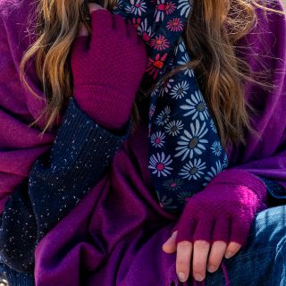 Magenta Pink Fingerless Gloves by Peace of Mind